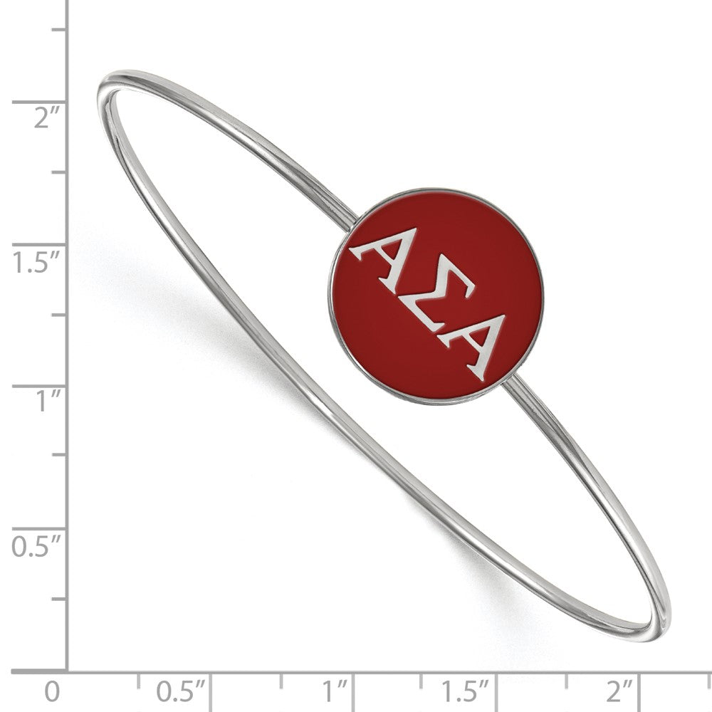 Sterlingsilber S. Rhodiniert Logoart Alpha Sigma Emailliert Schieber auf Armreif Armband