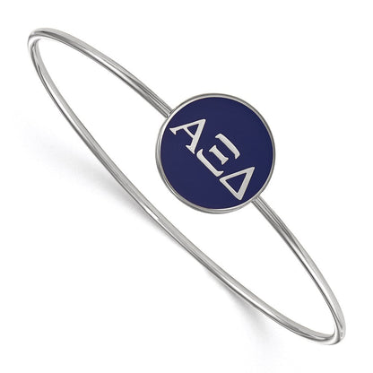 Sterlingsilber Rhodiniert Logoart Alpha Xi Delta Emailliert Schieber auf Armreif Armband