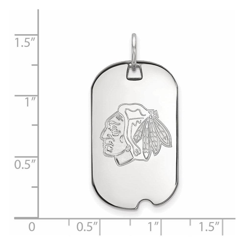 Sterlingsilber Rhodiniert Nhl Logoart Chicago Blackhawks Klein Erkennungsmarke Anhänger