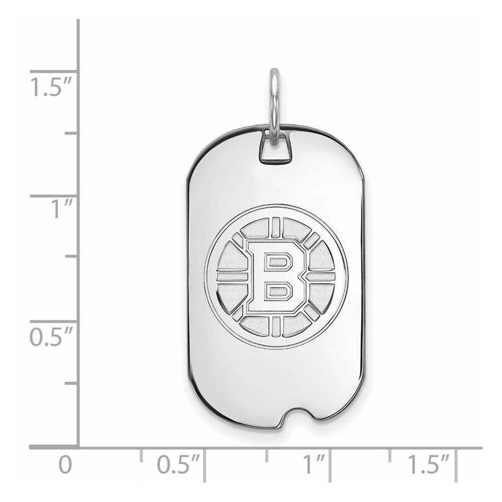 Sterlingsilber Rhodiniert Nhl Logoart Boston Bruins Klein Erkennungsmarke Anhänger