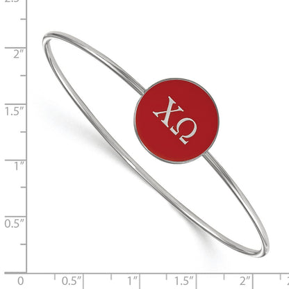 Sterlingsilber Rhodiniert Logoart Chi Omega Emailliert Schieber auf Armreif Armband
