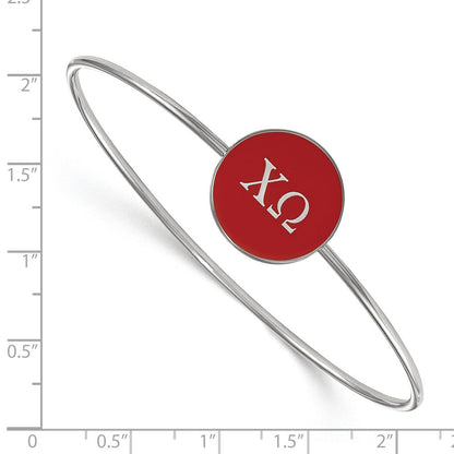 Sterlingsilber Rhodiniert Logoart Chi Omega Emailliert Schieber auf Armreif Armband