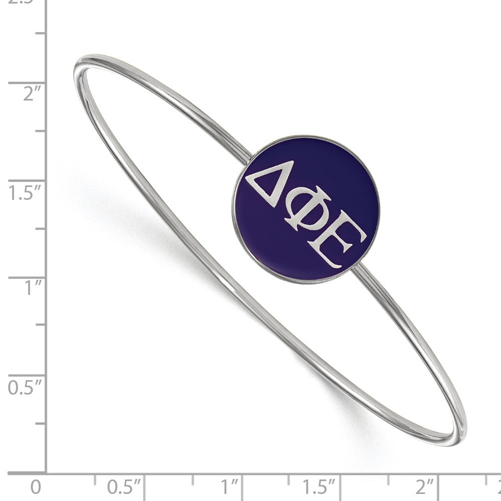 Sterlingsilber S. Rhodiniert Logoart Delta Phi Epsilon Emailliert Schieber auf Armreif Armband