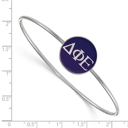 Sterlingsilber S. Rhodiniert Logoart Delta Phi Epsilon Emailliert Schieber auf Armreif Armband