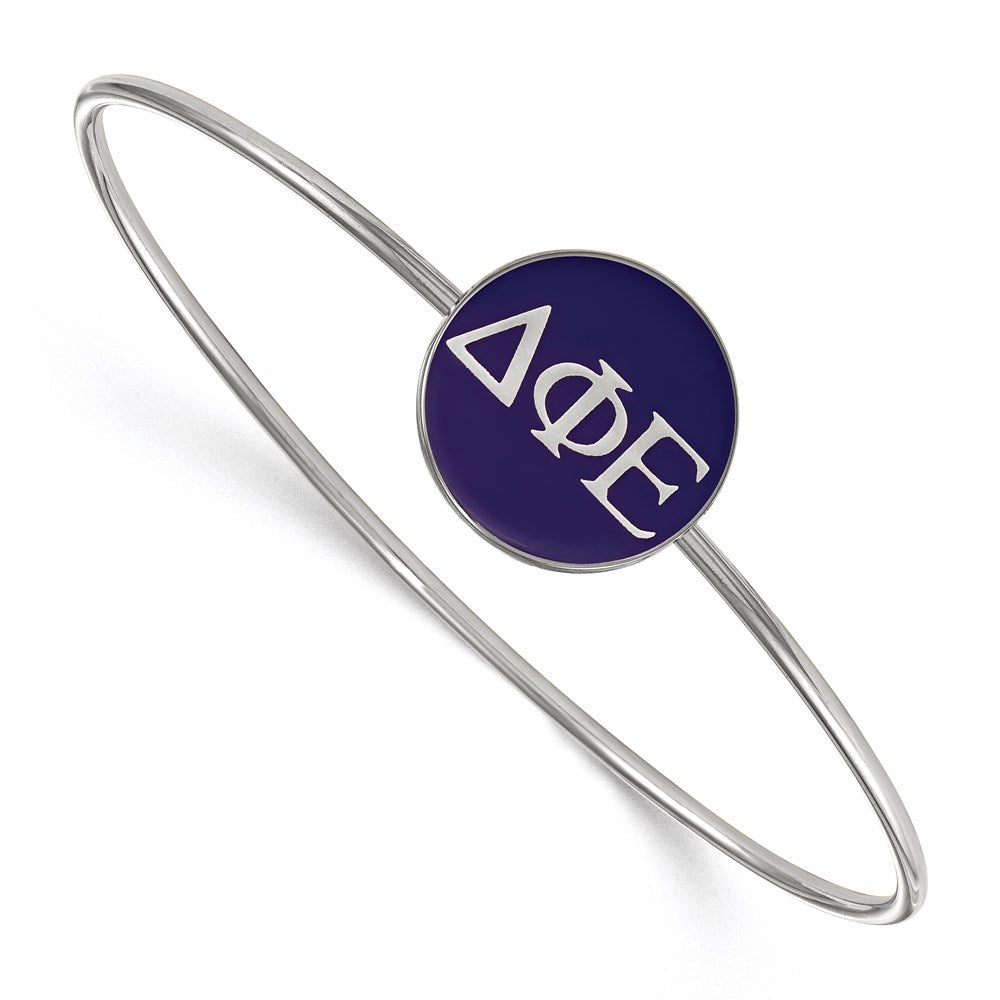 Sterlingsilber S. Rhodiniert Logoart Delta Phi Epsilon Emailliert Schieber auf Armreif Armband