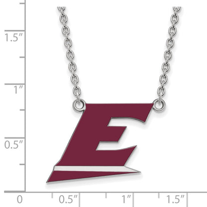 Sterlingsilber Rhodiniert Logoart Eastern Kentucky University Buchstabe E Groß Emailliert Anhänger 18 Zoll Halskette