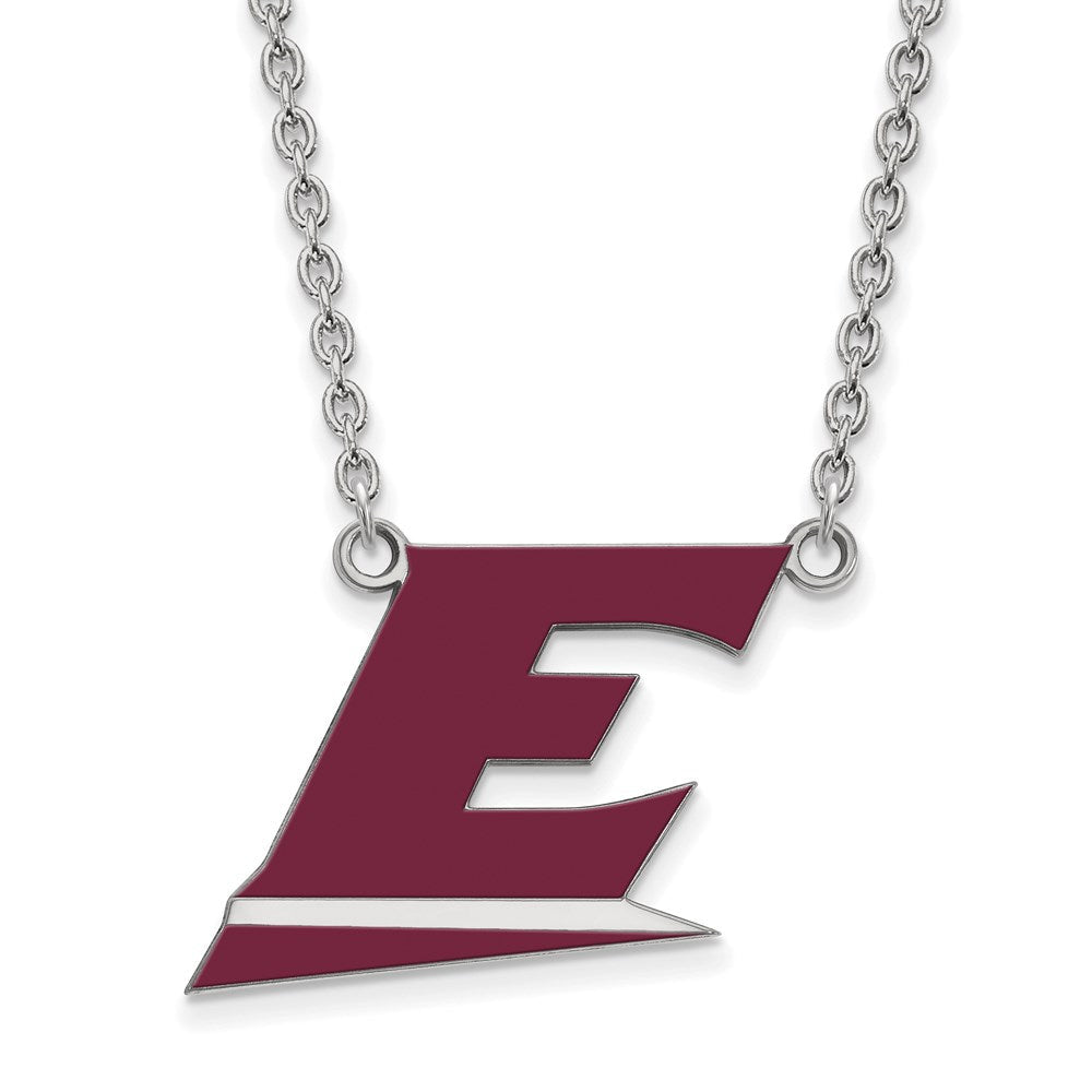 Sterlingsilber Rhodiniert Logoart Eastern Kentucky University Buchstabe E Groß Emailliert Anhänger 18 Zoll Halskette