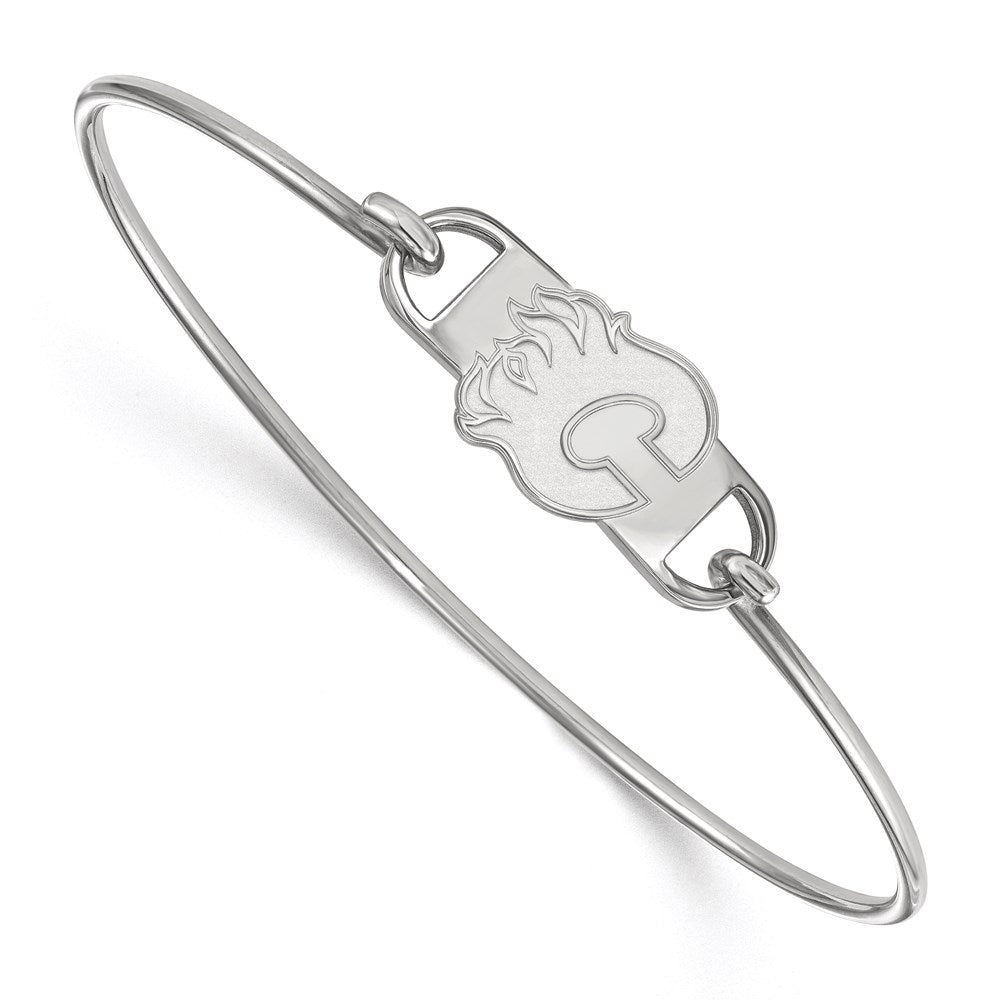 Sterlingsilber Rhodiniert Nhl Logoart Calgary Flames Buchstabe C Klein Mittig 7 Zoll Draht Armreif