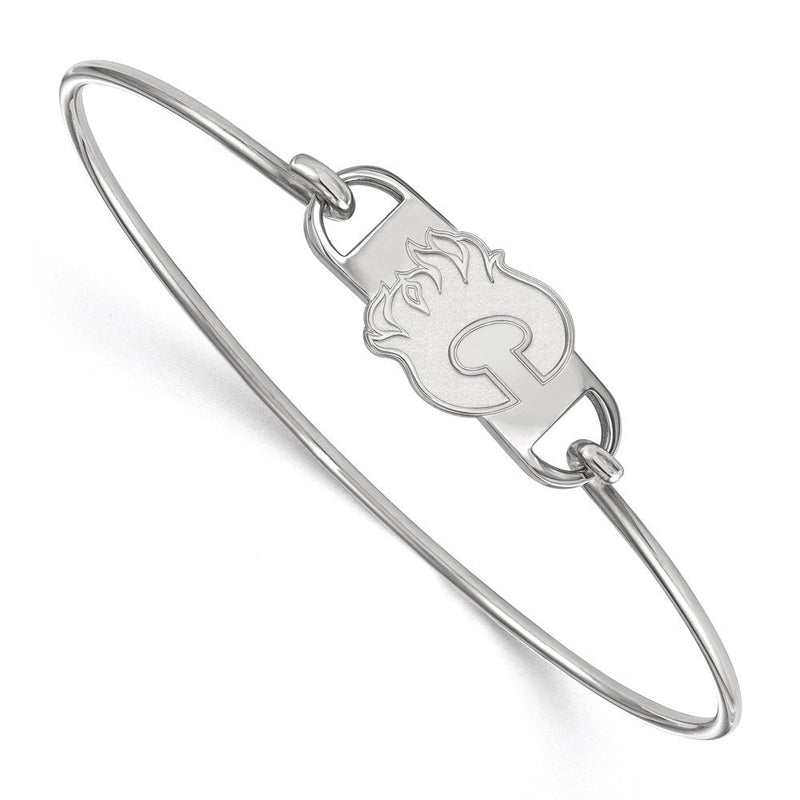 Sterlingsilber Rhodiniert Nhl Logoart Calgary Flames Buchstabe C Klein Mittig 7 Zoll Draht Armreif