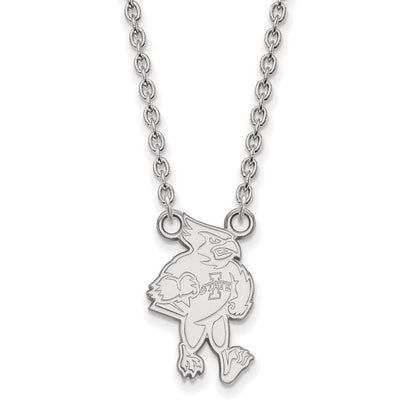 Sterlingsilber Rhodiniert Logoart Iowa State University Cardinal Groß Anhänger 18 Zoll Halskette