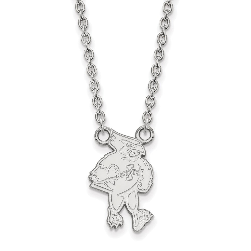 10K Weißgold Logoart Iowa State University Cardinal Groß Anhänger 18 Zoll Halskette