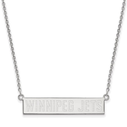 Sterlingsilber Rhodiniert Nhl Logoart Winnipeg Jets Klein Stab 18 Zoll Halskette