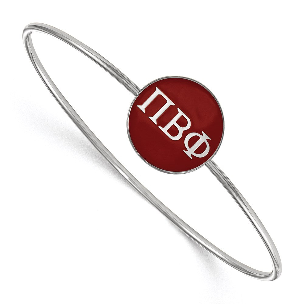 Sterlingsilber Rhodiniert Logoart Pi Beta Phi Emailliert Schieber auf Armreif Armband