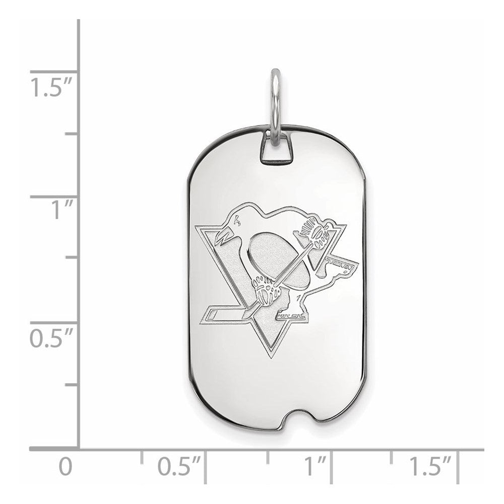 Sterlingsilber Rhodiniert Nhl Logoart Pittsburgh Penguins Klein Erkennungsmarke Anhänger
