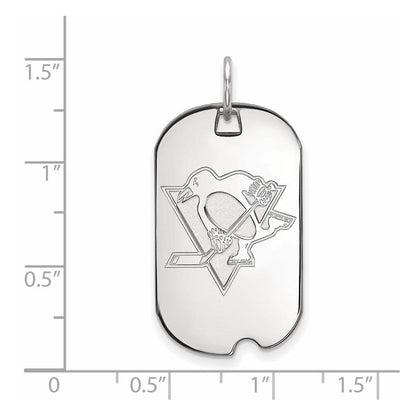 Sterlingsilber Rhodiniert Nhl Logoart Pittsburgh Penguins Klein Erkennungsmarke Anhänger