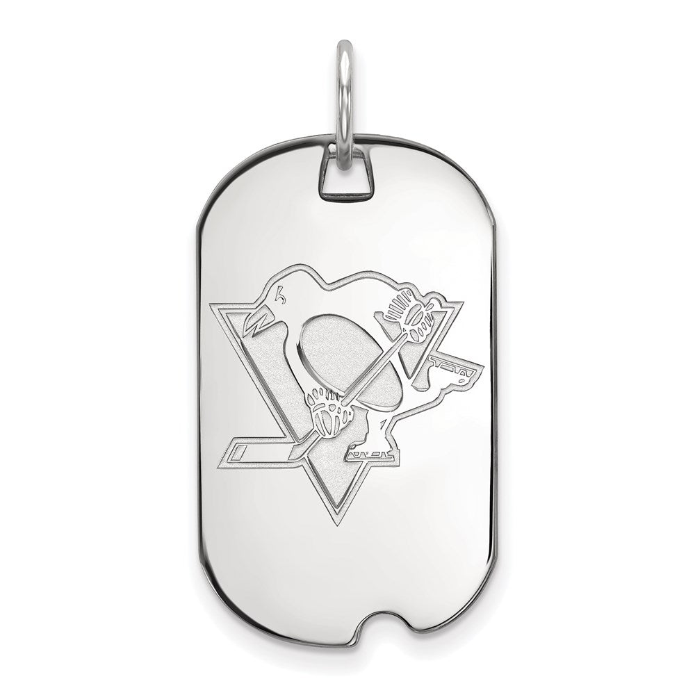 Sterlingsilber Rhodiniert Nhl Logoart Pittsburgh Penguins Klein Erkennungsmarke Anhänger