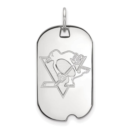 Sterlingsilber Rhodiniert Nhl Logoart Pittsburgh Penguins Klein Erkennungsmarke Anhänger