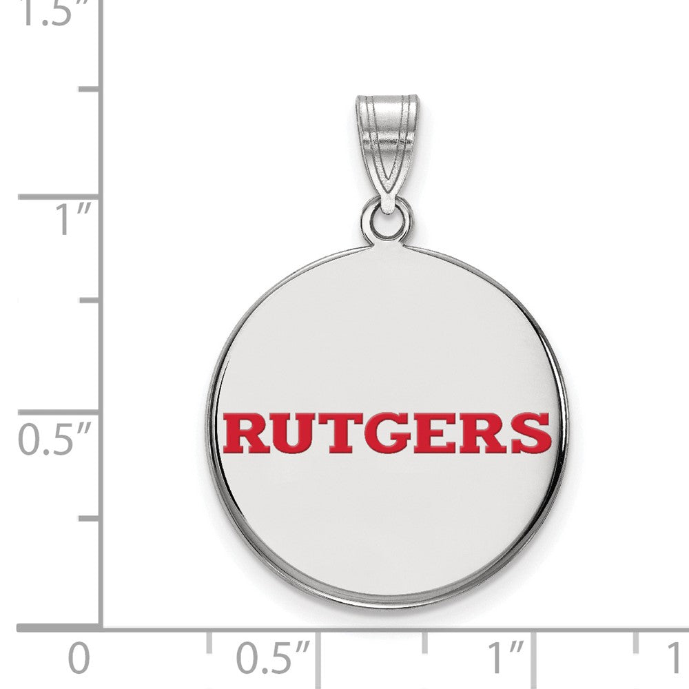 Sterlingsilber Rhodiniert Logoart Rutgers University Groß Emailliert Plättchen Anhänger