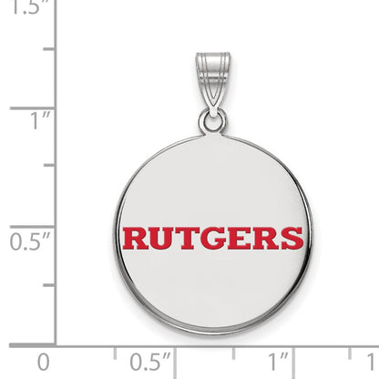 Sterlingsilber Rhodiniert Logoart Rutgers University Groß Emailliert Plättchen Anhänger