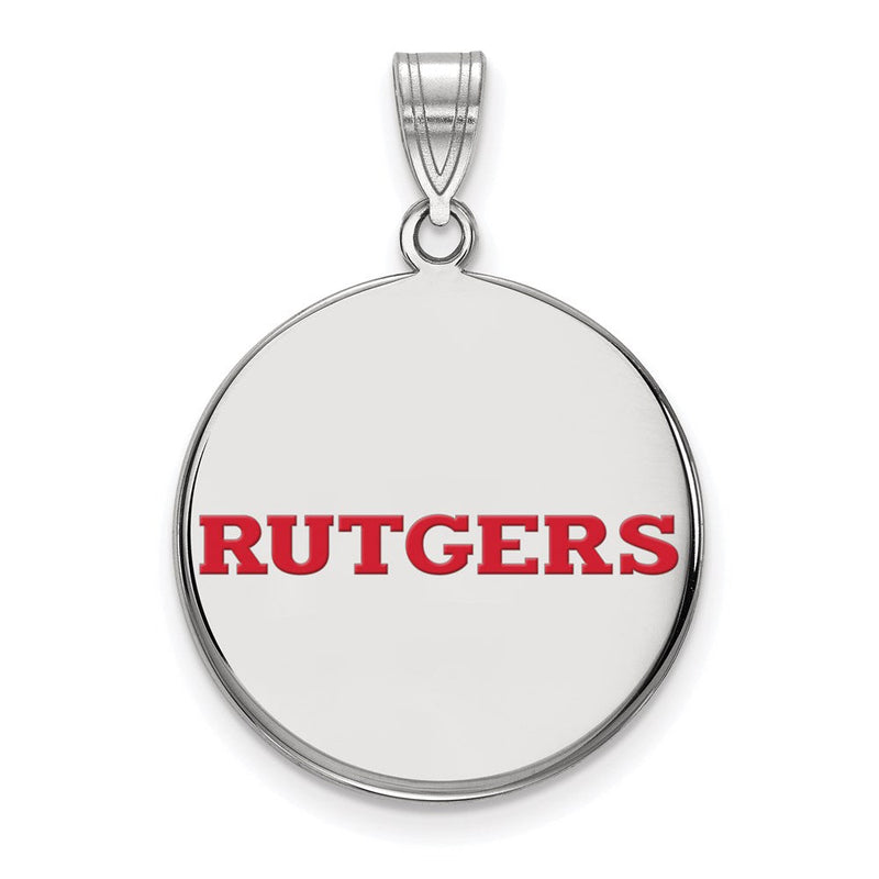 Sterlingsilber Rhodiniert Logoart Rutgers University Groß Emailliert Plättchen Anhänger