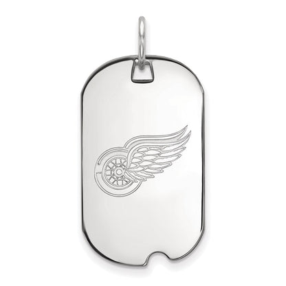 Sterlingsilber Rhodiniert Nhl Logoart Detroit Rot Flügel Klein Erkennungsmarke Anhänger