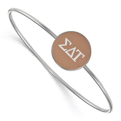 Sterlingsilber Rhodiniert Logoart Sigma Delta Tau Emailliert Schieber auf Armreif Armband