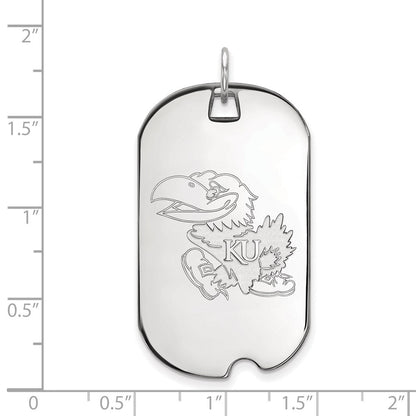 Sterlingsilber Rhodiniert Logoart University Of Kansas Jayhawk Groß Erkennungsmarke Anhänger