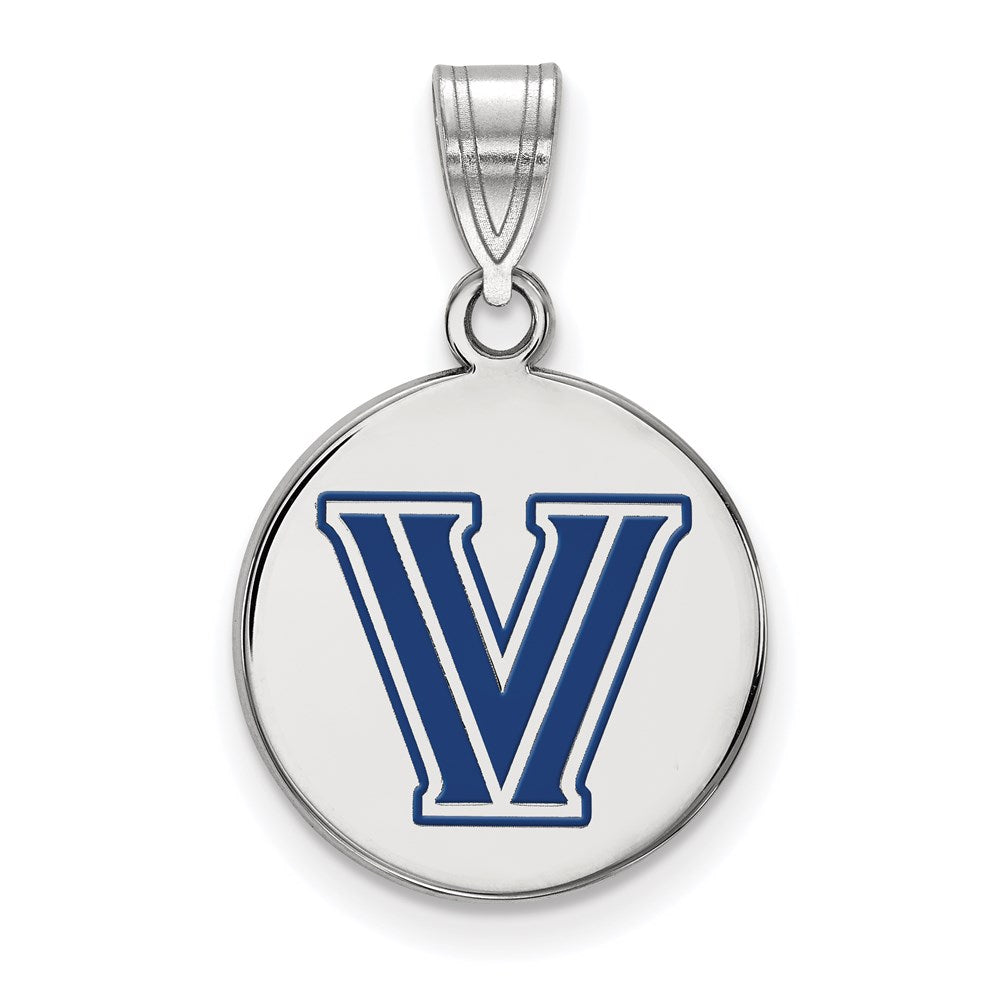 Sterlingsilber Rhodiniert Logoart Villanova University Buchstabe V Mittel Emailliert Plättchen Anhänger