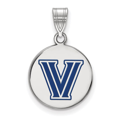 Sterlingsilber Rhodiniert Logoart Villanova University Buchstabe V Mittel Emailliert Plättchen Anhänger