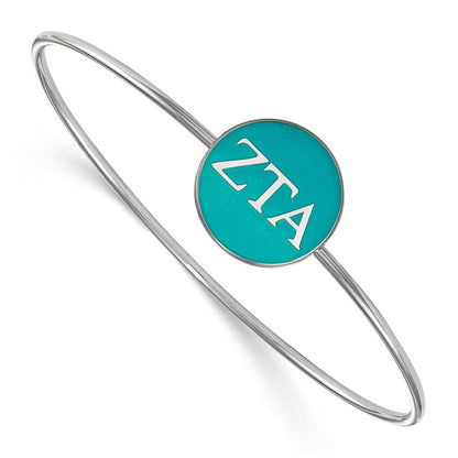 Sterlingsilber Rhodiniert Logoart Zeta Tau Alpha Emailliert Schieber auf Armreif Armband