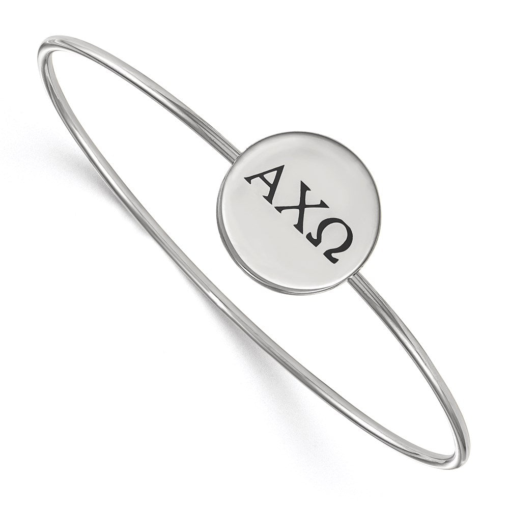 Sterlingsilber Rhodiniert Logoart Alpha Chi Omega Emailliert Schieber auf Armreif Armband