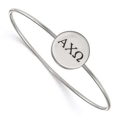 Sterlingsilber Rhodiniert Logoart Alpha Chi Omega Emailliert Schieber auf Armreif Armband