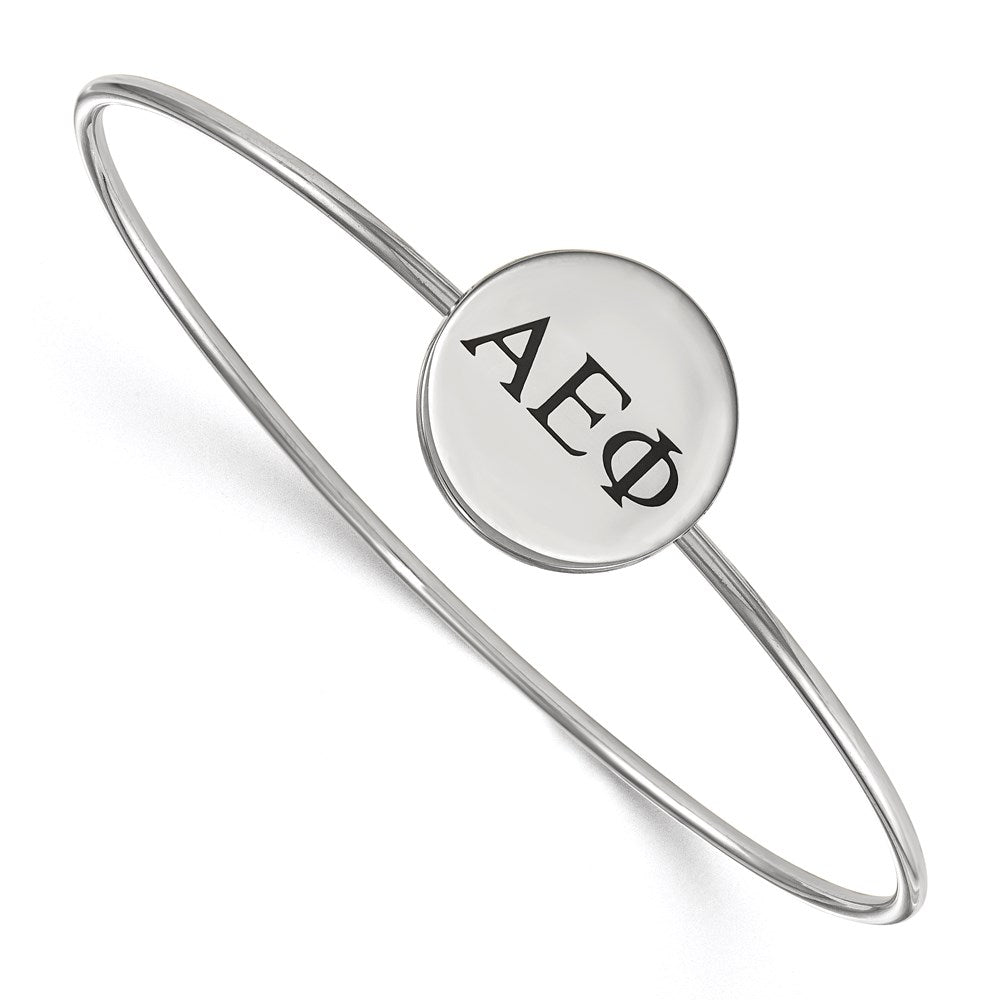 Sterlingsilber S. Rhodiniert Logoart Alpha Epsilon Phi Emailliert Schieber auf Armreif Armband
