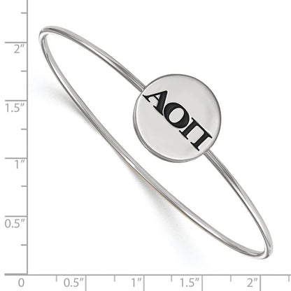 Sterlingsilber S. Rhodiniert Logoart Alpha Omicron Pi Emailliert Schieber-on Armreif