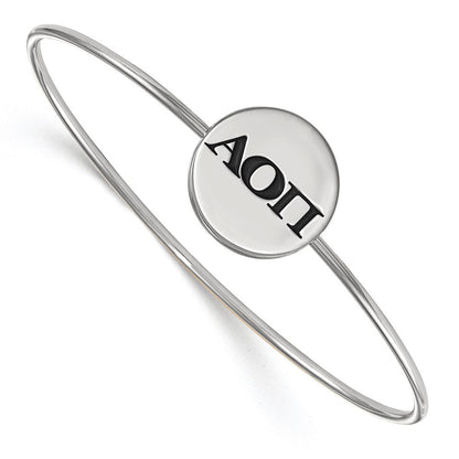 Sterlingsilber S. Rhodiniert Logoart Alpha Omicron Pi Emailliert Schieber-on Armreif