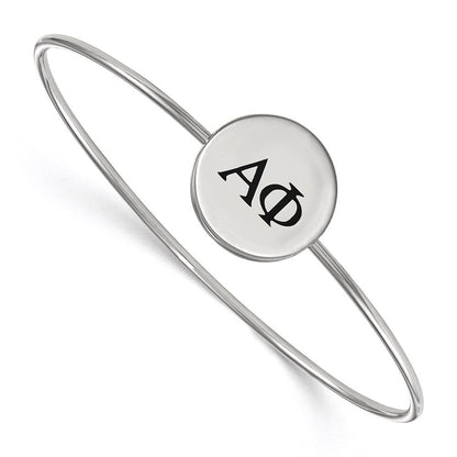 Sterlingsilber Rhodiniert Logoart Alpha Phi Emailliert Schieber auf Armreif Armband