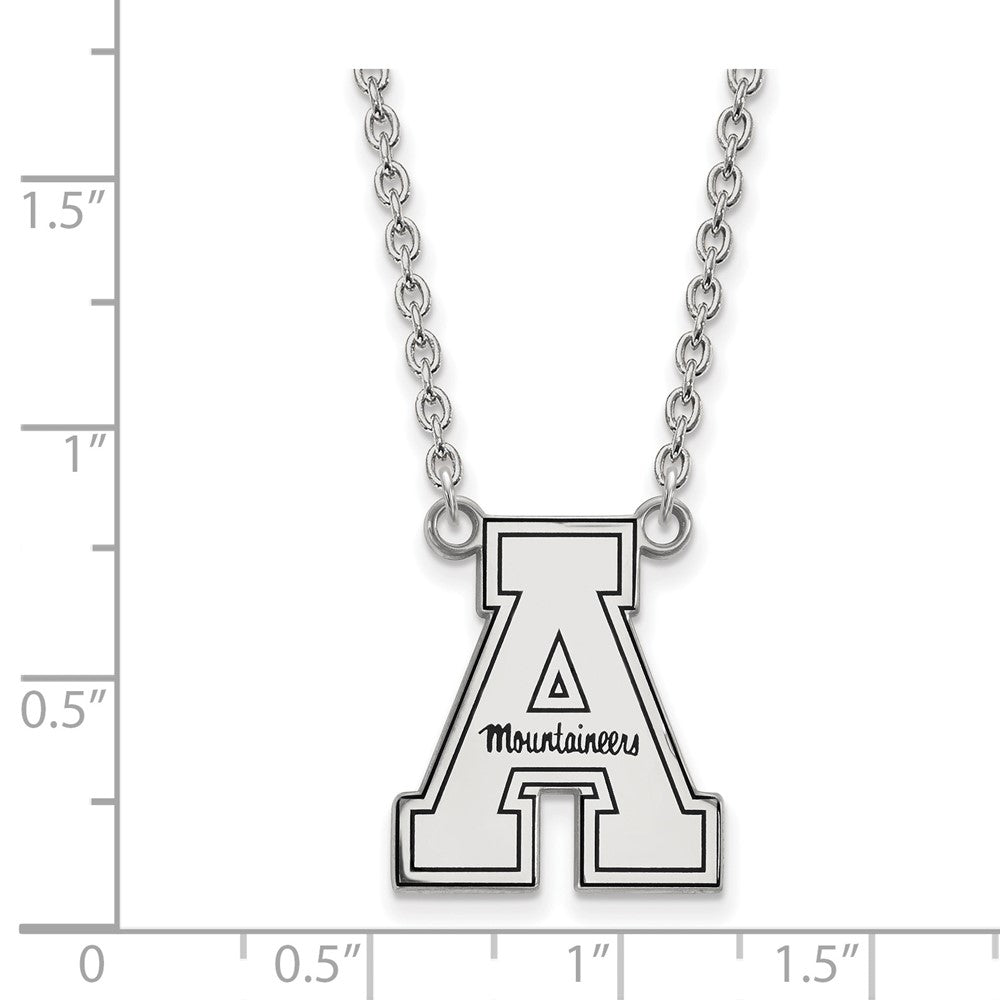 Sterlingsilber Rhodiniert Logoart Appalachian State University Emailliert Groß Anhänger 18 Zoll Halskette