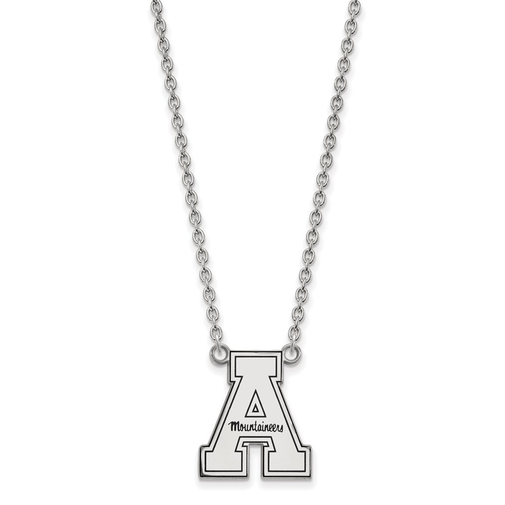 Sterlingsilber Rhodiniert Logoart Appalachian State University Emailliert Groß Anhänger 18 Zoll Halskette