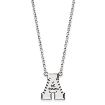Sterlingsilber Rhodiniert Logoart Appalachian State University Emailliert Groß Anhänger 18 Zoll Halskette