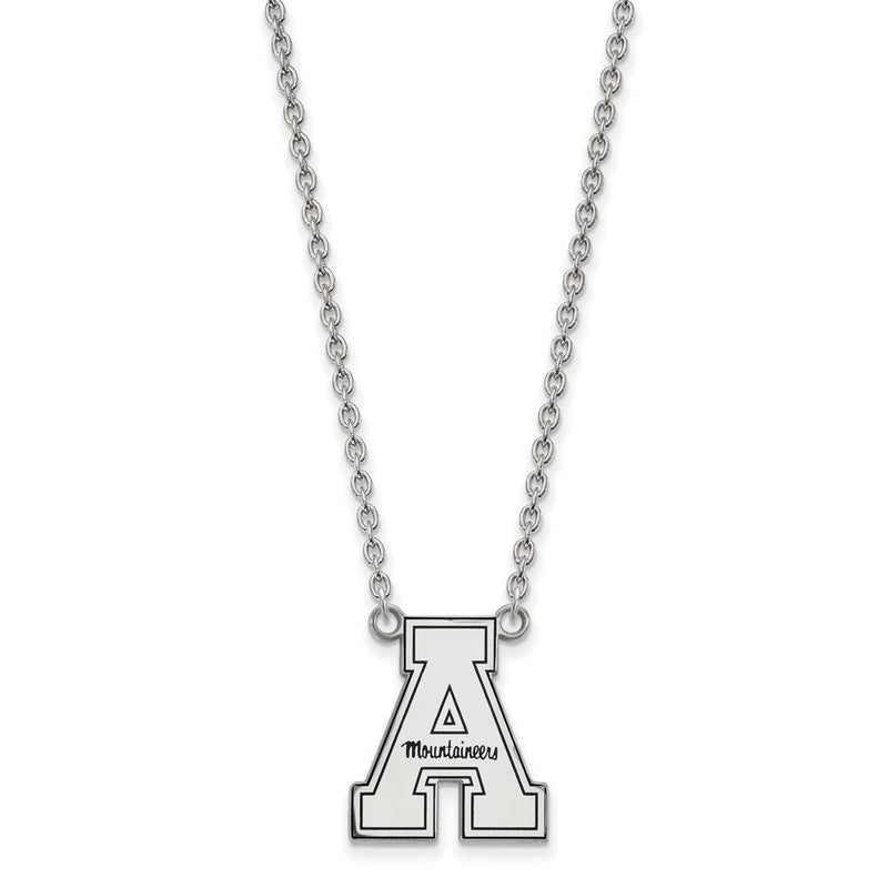 Sterlingsilber Rhodiniert Logoart Appalachian State University Emailliert Groß Anhänger 18 Zoll Halskette