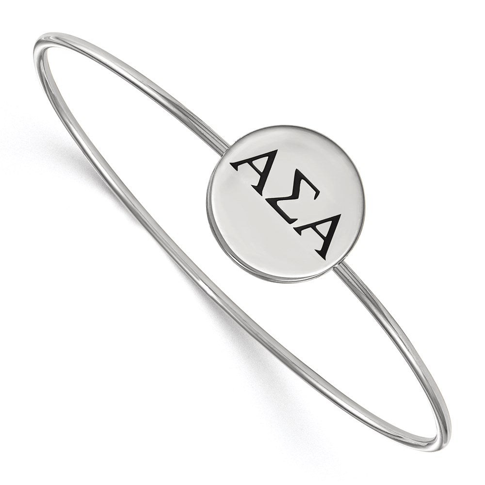 Sterlingsilber S. Rhodiniert Logoart Alpha Sigma Emailliert Schieber auf Armreif Armband