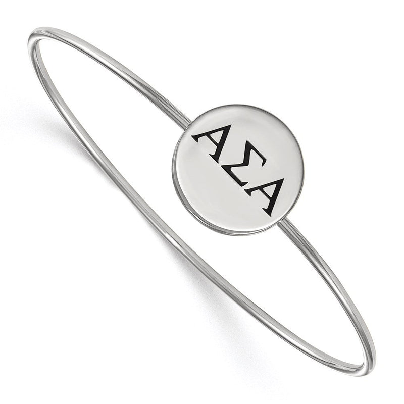 Sterlingsilber S. Rhodiniert Logoart Alpha Sigma Emailliert Schieber auf Armreif Armband