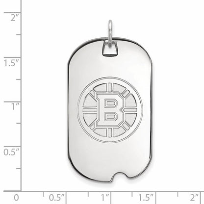 Sterlingsilber Rhodiniert Nhl Logoart Boston Bruins Groß Erkennungsmarke Anhänger
