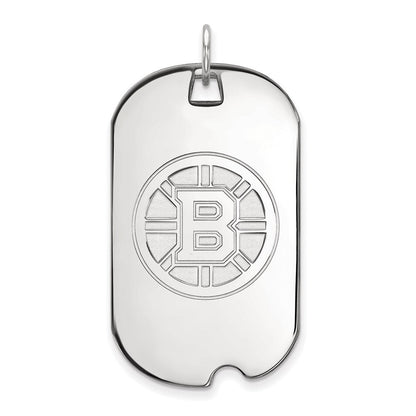 Sterlingsilber Rhodiniert Nhl Logoart Boston Bruins Groß Erkennungsmarke Anhänger
