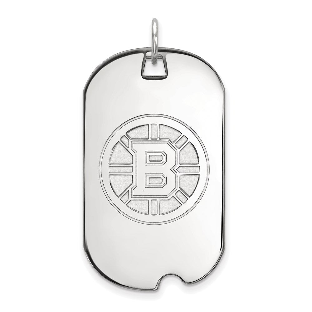 10K Weißgold Nhl Logoart Boston Bruins Groß Erkennungsmarke Anhänger