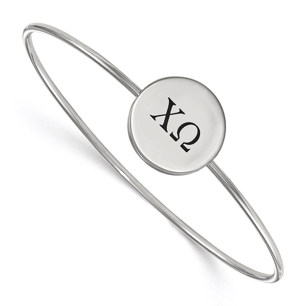Sterlingsilber Rhodiniert Logoart Chi Omega Emailliert Schieber auf Armreif Armband
