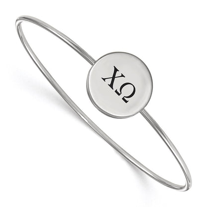 Sterlingsilber Rhodiniert Logoart Chi Omega Emailliert Schieber auf Armreif Armband