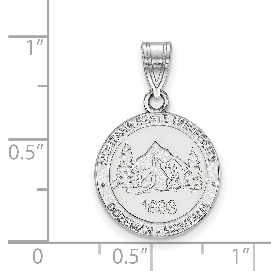 Sterlingsilber Rhodiniert Logoart Montana State University Mittel Wappen Anhänger