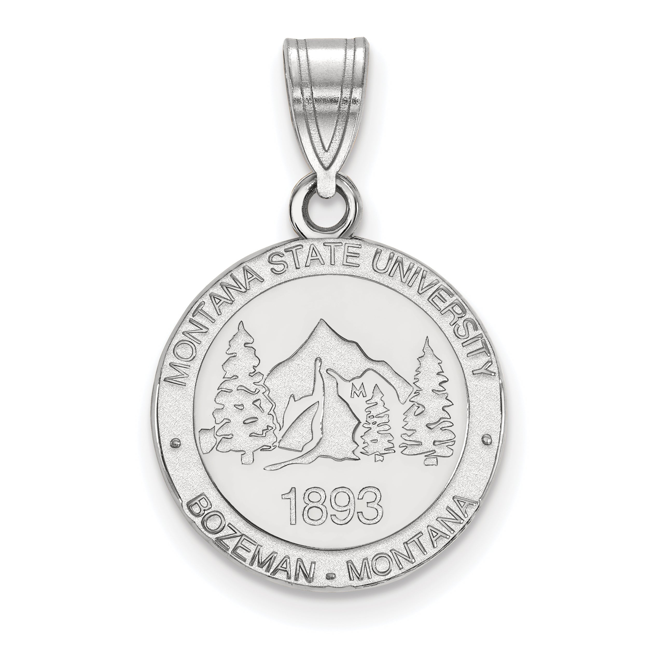 Sterlingsilber Rhodiniert Logoart Montana State University Mittel Wappen Anhänger