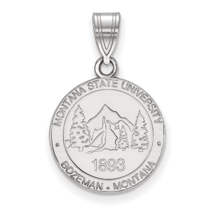 Sterlingsilber Rhodiniert Logoart Montana State University Mittel Wappen Anhänger